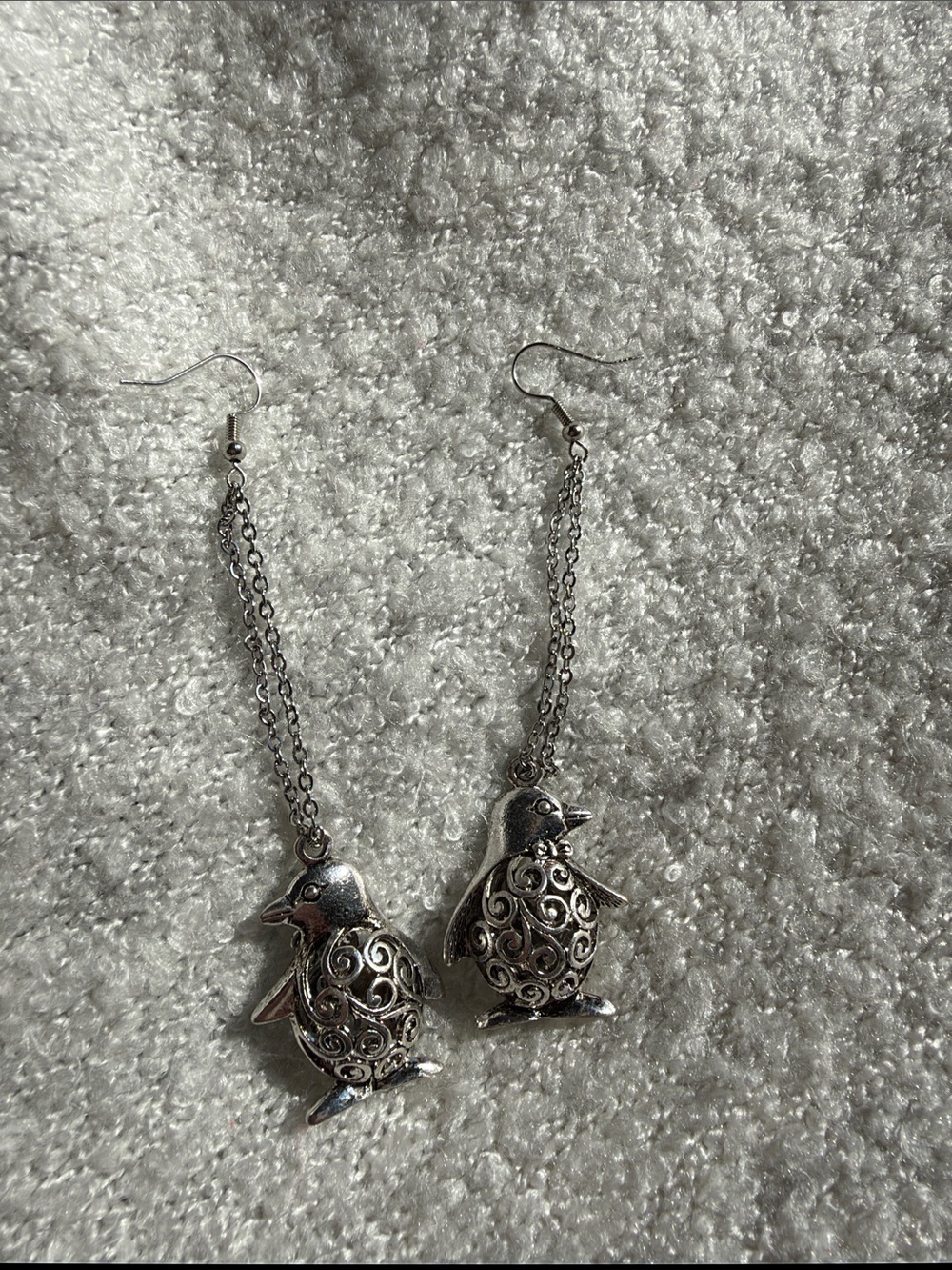 Silver Penguin Filigree Drop Earrings - Women Jewelry
